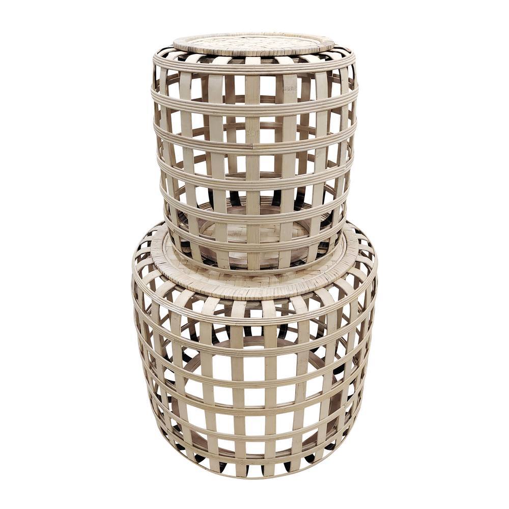 J. Elliot Cayman Set of 2 Tables 55.3x55.3x49cm & 39x39x41cm Whitewash