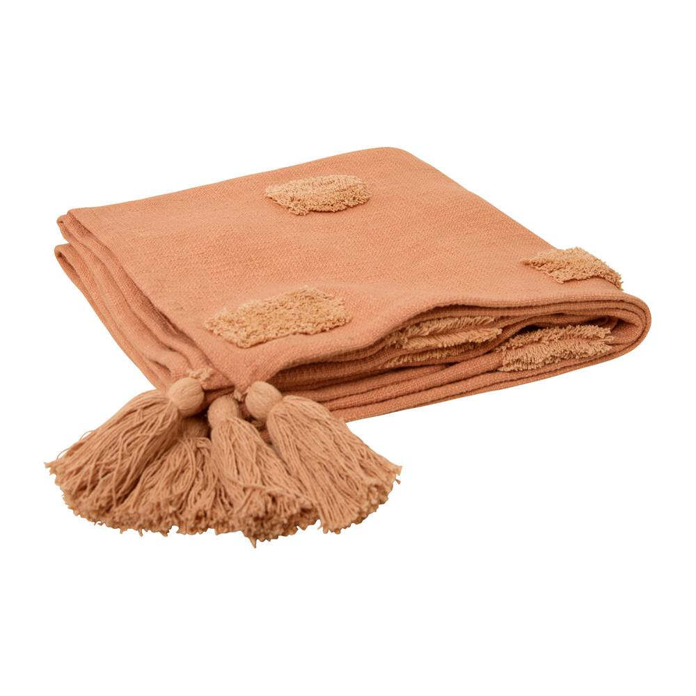 J.Elliot Quinn Textured 130x160cm Cotton Throw - Clay/Soft Pink