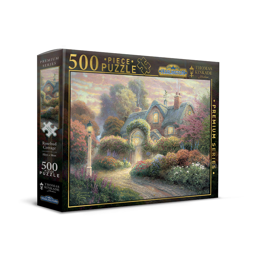 20033-500pc-harlington-thomas-kinkade-puzzle-rosebud-cottage-8yrs-52x38cm