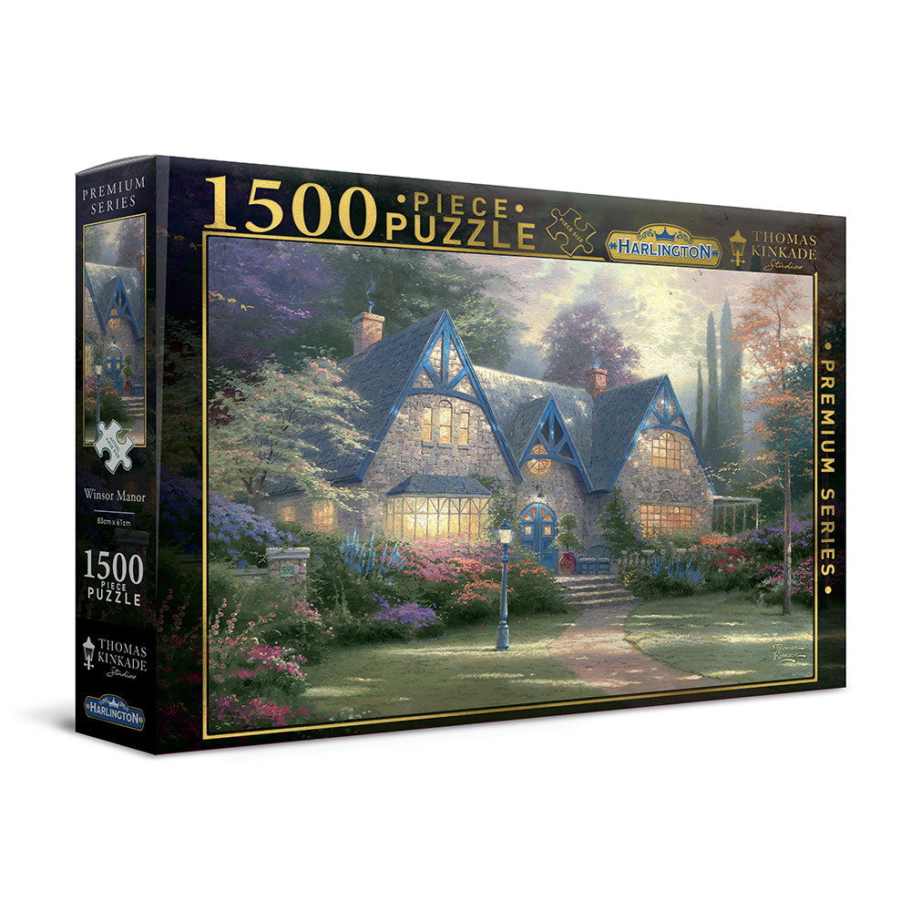 20055-1500pc-harlington-thomas-kinkade-puzzle-winsor-manor-8yrs-83x61cm