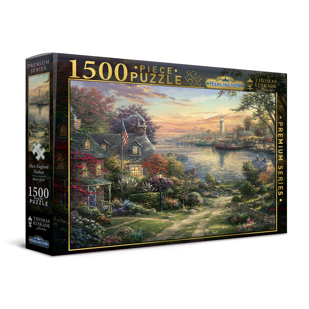 20056-1500pc-harlington-thomas-kinkade-puzzle-new-england-harbor-8yrs-83x61cm
