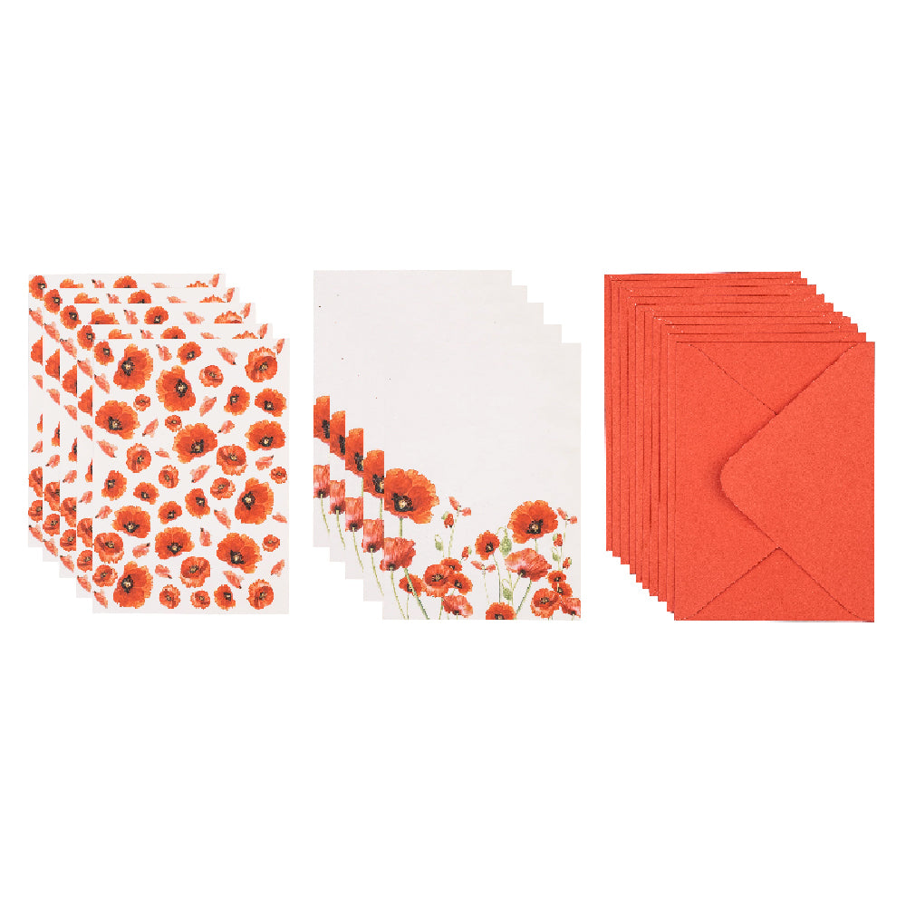 521005-10pc-ashdene-red-poppies-14x19cm-blank-paper-gift-cards-w-envelopes