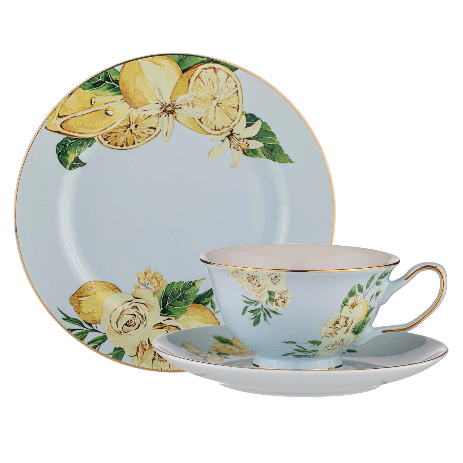 521023-ashdene-citrus-blooms-trio-225ml-cup-saucer-plate-set