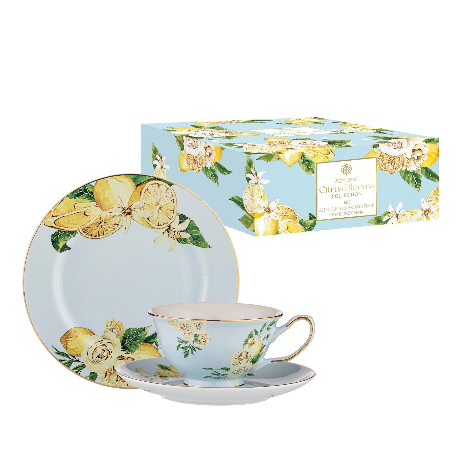 521023-ashdene-citrus-blooms-trio-225ml-cup-saucer-plate-set