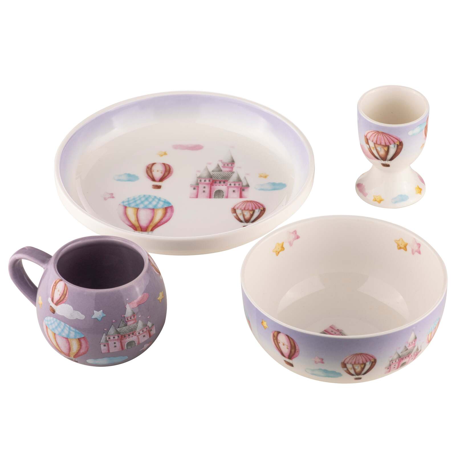 521111-4pc-ashdene-up-in-the-sky-kids-ceramic-200ml-mug-egg-cup-bowl-plate-set