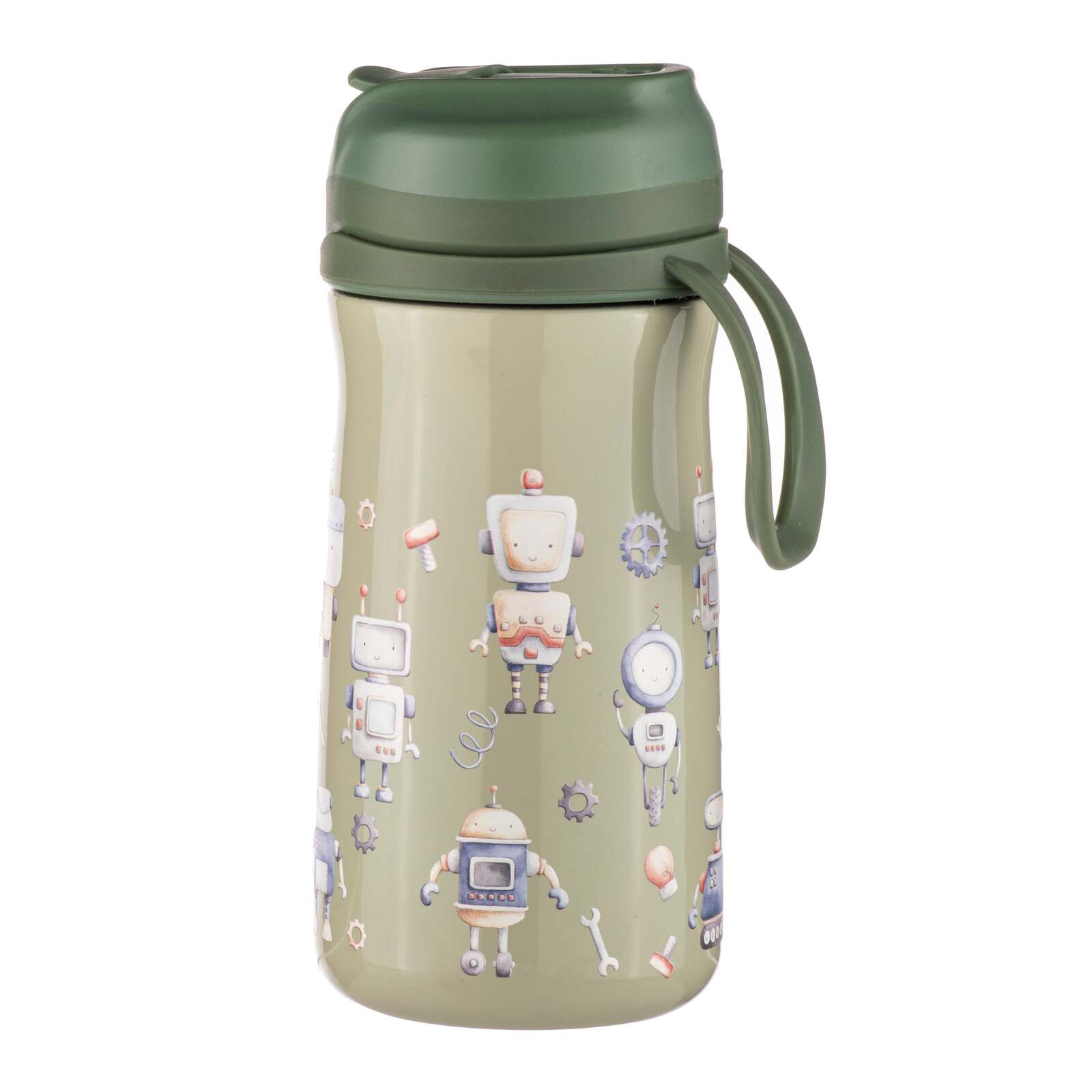 521124-ashdene-robots-370ml-18cm-stainless-steel-drink-bottle-green