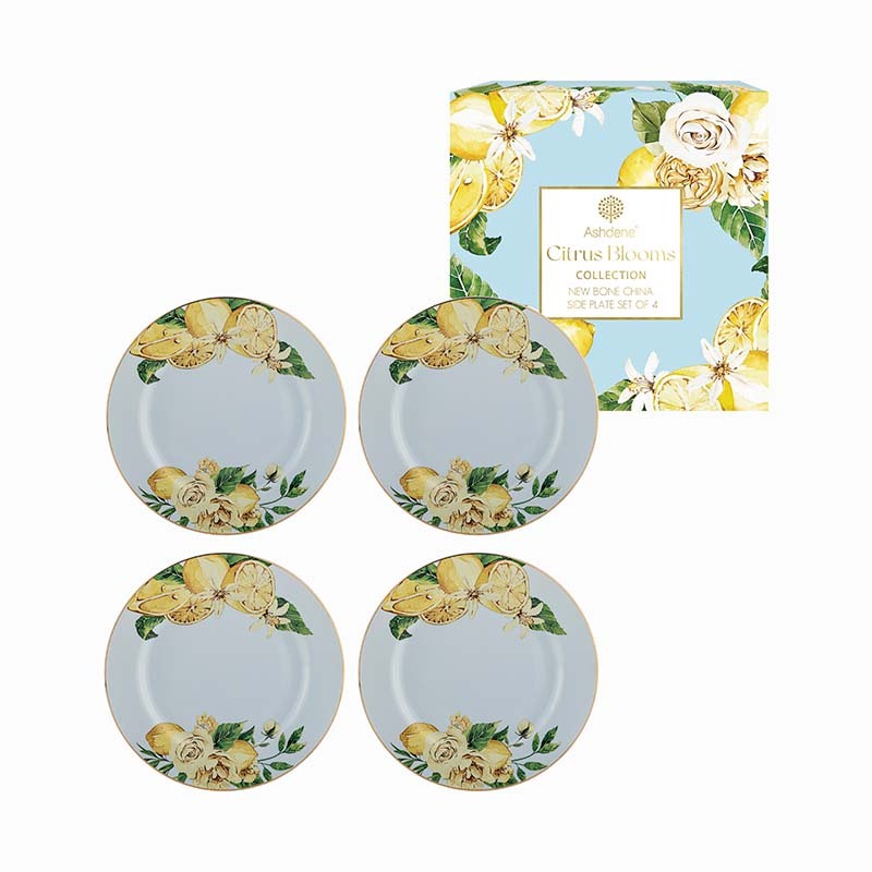 521281-4pc-ashdene-citrus-blooms-19-5cm-side-plate-set-blue-lemon