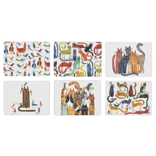 521409-6pc-ashdene-quirky-cats-29x21-5cm-matte-hardboard-cork-placemat-assorted