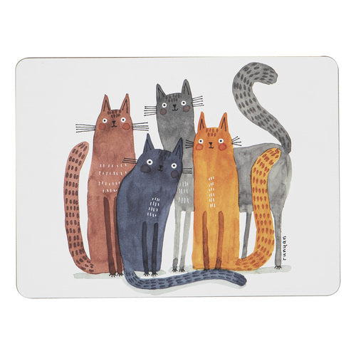 521409-6pc-ashdene-quirky-cats-29x21-5cm-matte-hardboard-cork-placemat-assorted