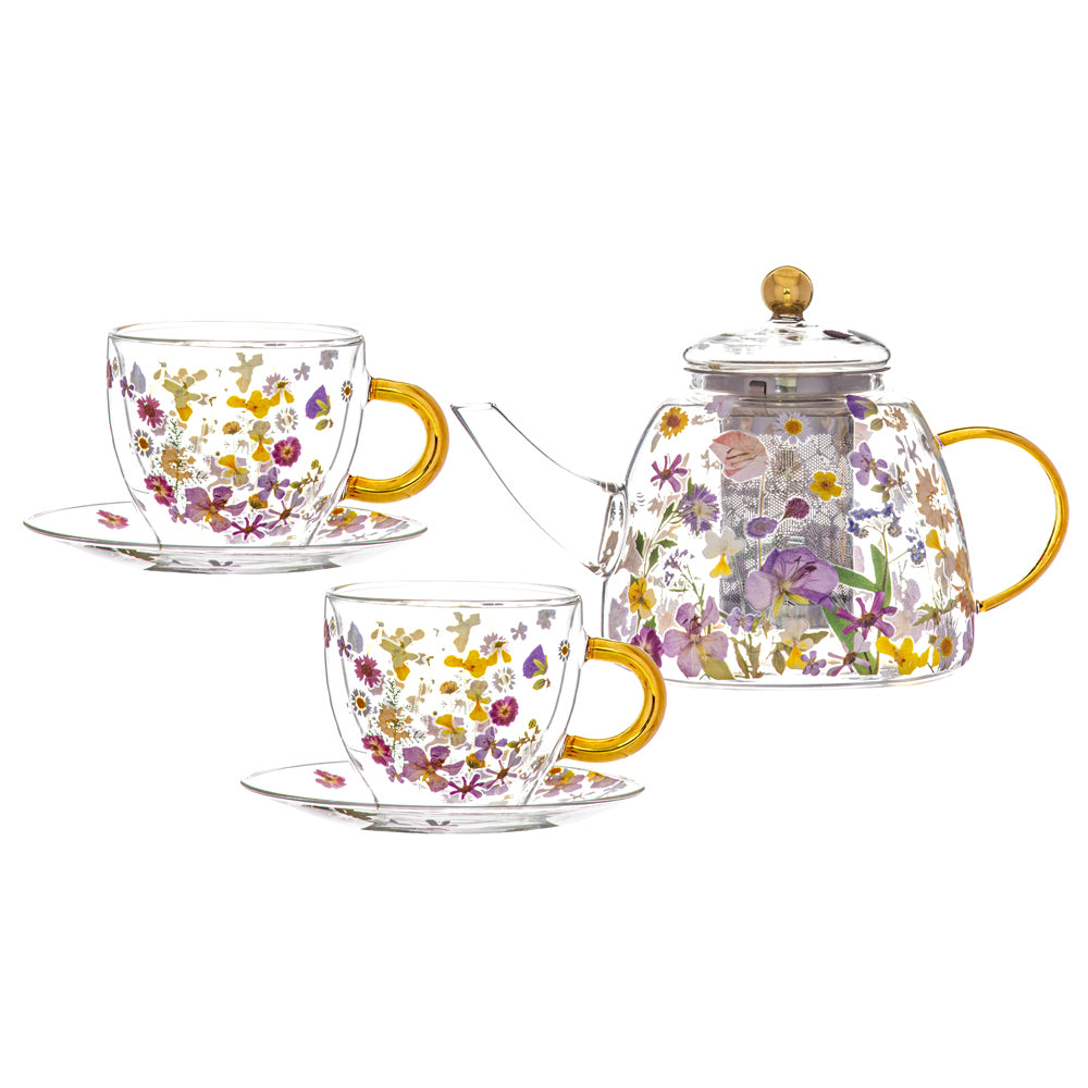 521610-5pc-ashdene-pressed-flowers-1-2l-glass-teapot-350ml-tea-cup-set
