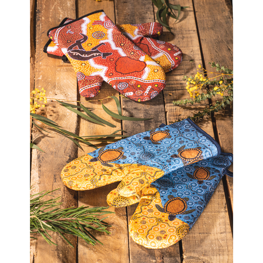521764-2pc-ashdene-maarakool-art-native-title-33cm-cotton-oven-mitt-kitchen-gloves