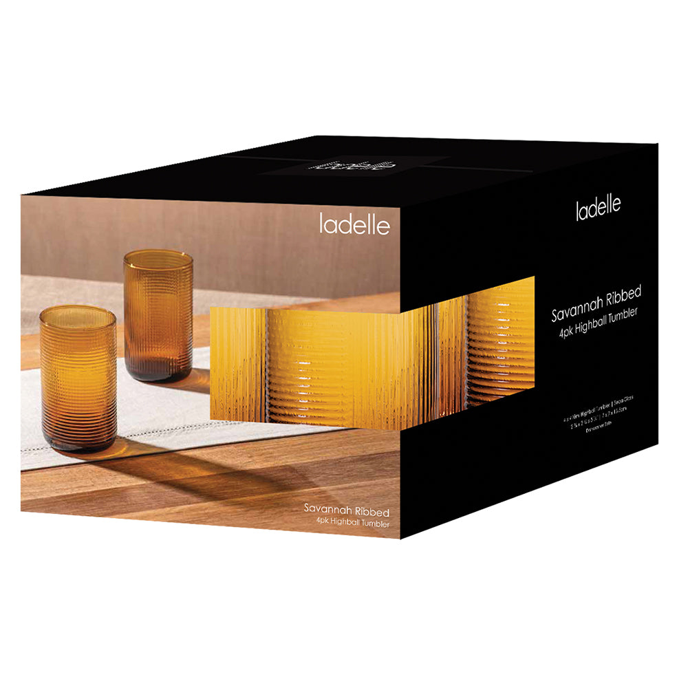 60213-4pc-ladelle-savannah-ribbed-amber-highball-tumbler-set-410ml