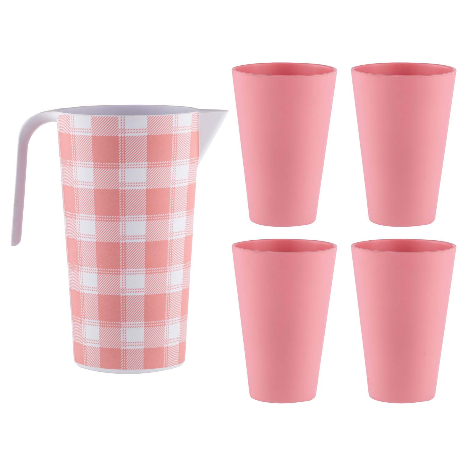 897463-delilah-melamine-1-5l-pitcher-jug-w-4x-450ml-tumbler-pink