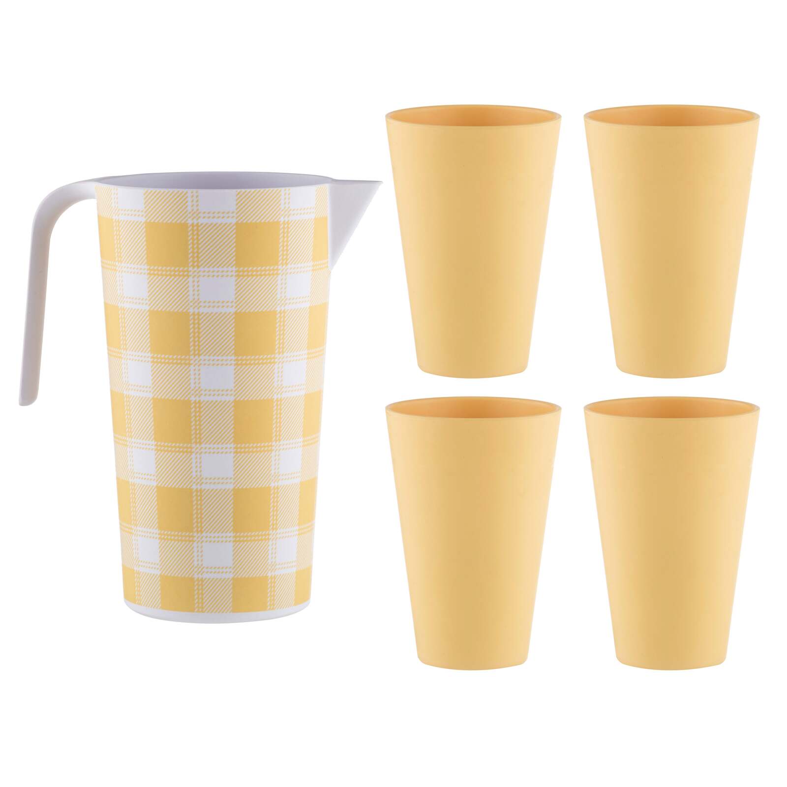 897466-delilah-melamine1-5l-pitcher-jug-w-4x-450ml-tumbler-yellow