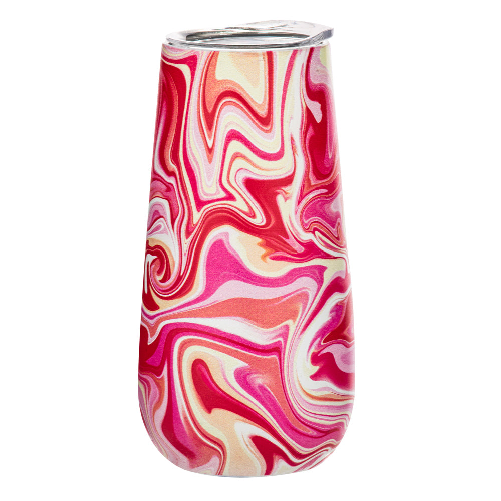 898003-porta-summer-swirl-double-walled-180ml-ss-champagne-tumbler-pink