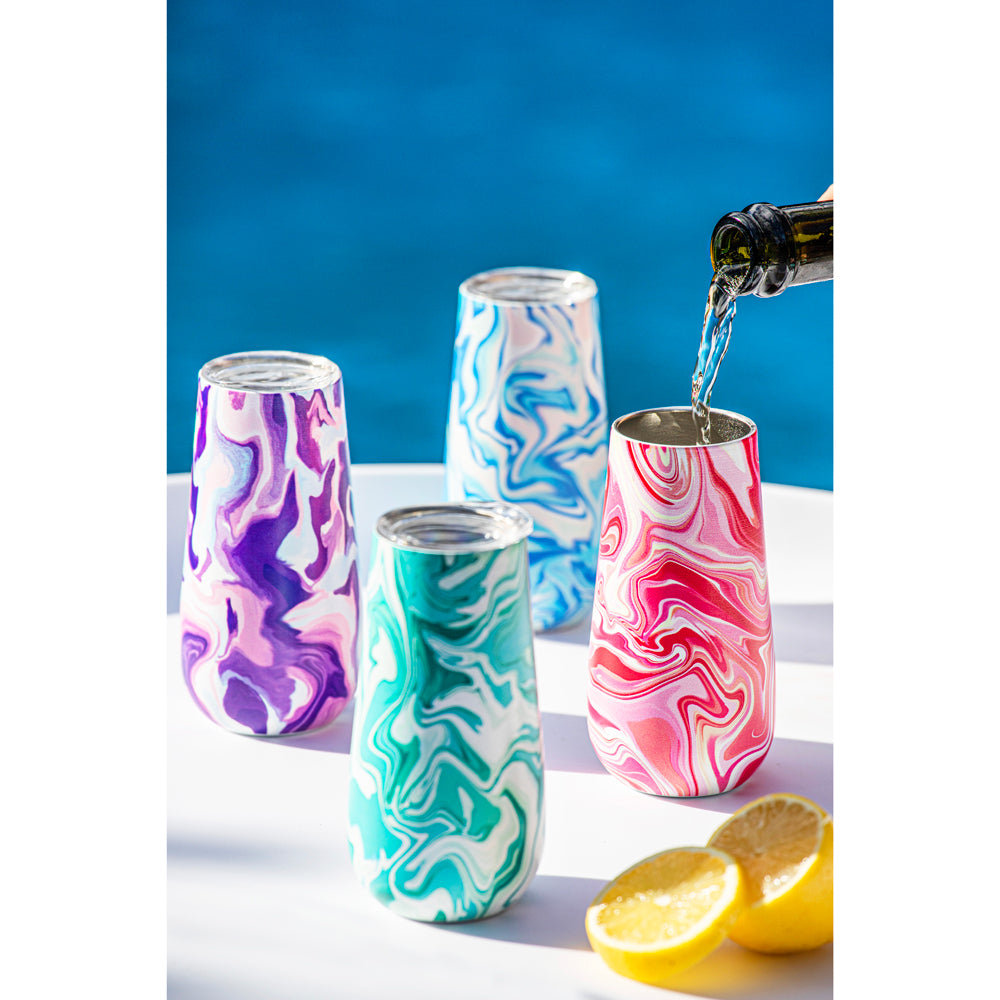 898003-porta-summer-swirl-double-walled-180ml-ss-champagne-tumbler-pink