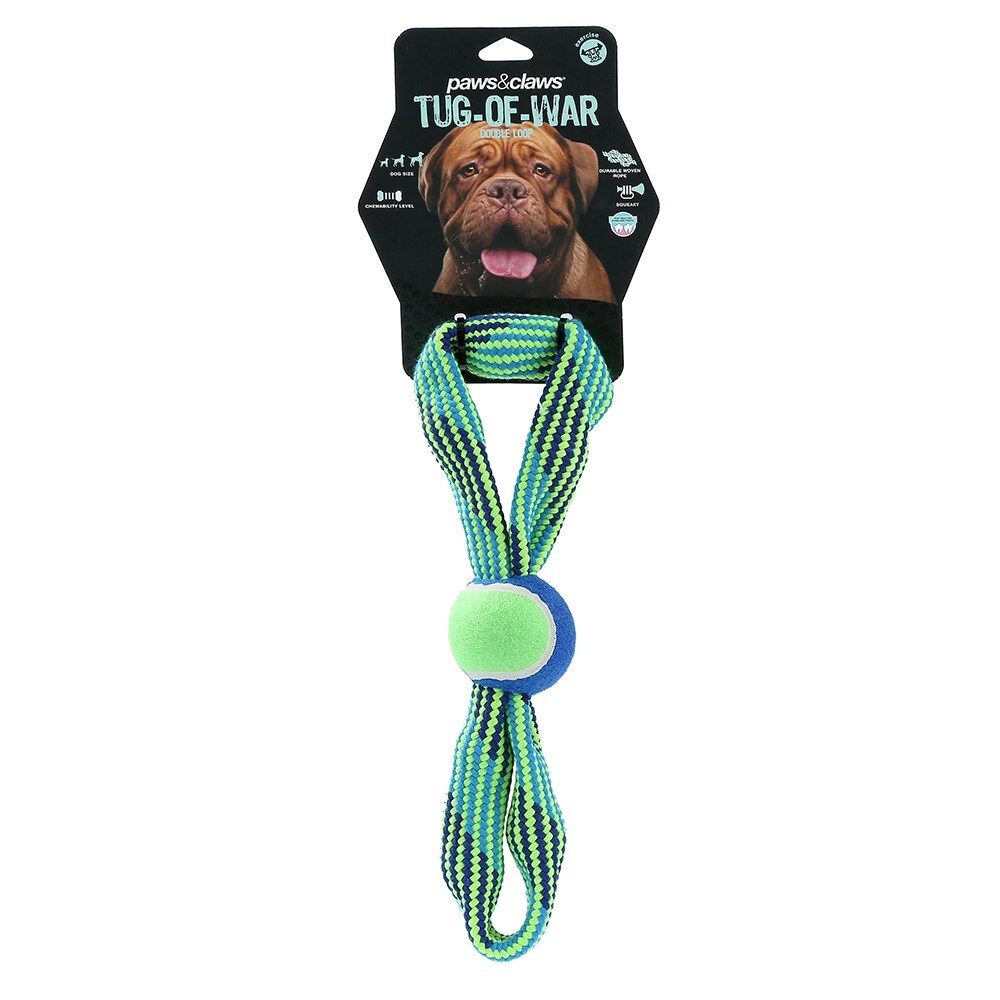 10188-paws-claws-tug-of-war-double-loop-rope-w-tennis-ball-squeakers-33cm-blue-green