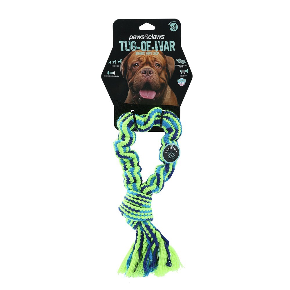 10201-paws-claws-tug-of-war-bungee-rope-loop-33cm-blue-green