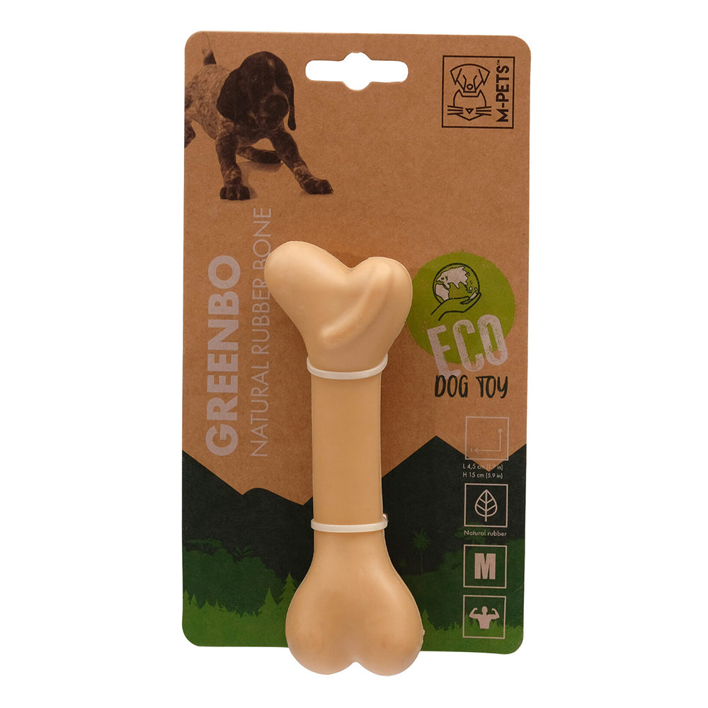 10639999-m-pets-medium-15cm-greenbo-natural-rubber-bones-dog-pet-toy-brown