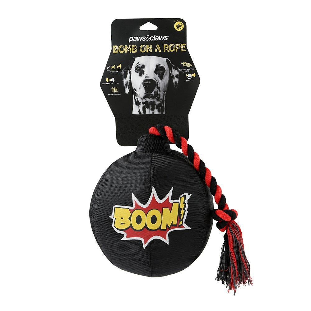 10706-paws-claws-pet-dog-45cm-bomb-on-a-rope-oxford-toy-black
