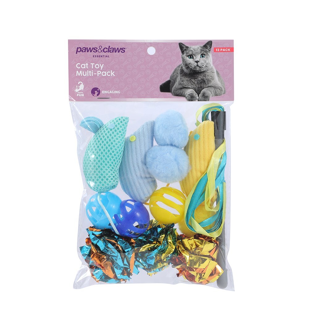10829-13pc-paws-claws-12-5cm-multi-pack-cat-interactive-toy