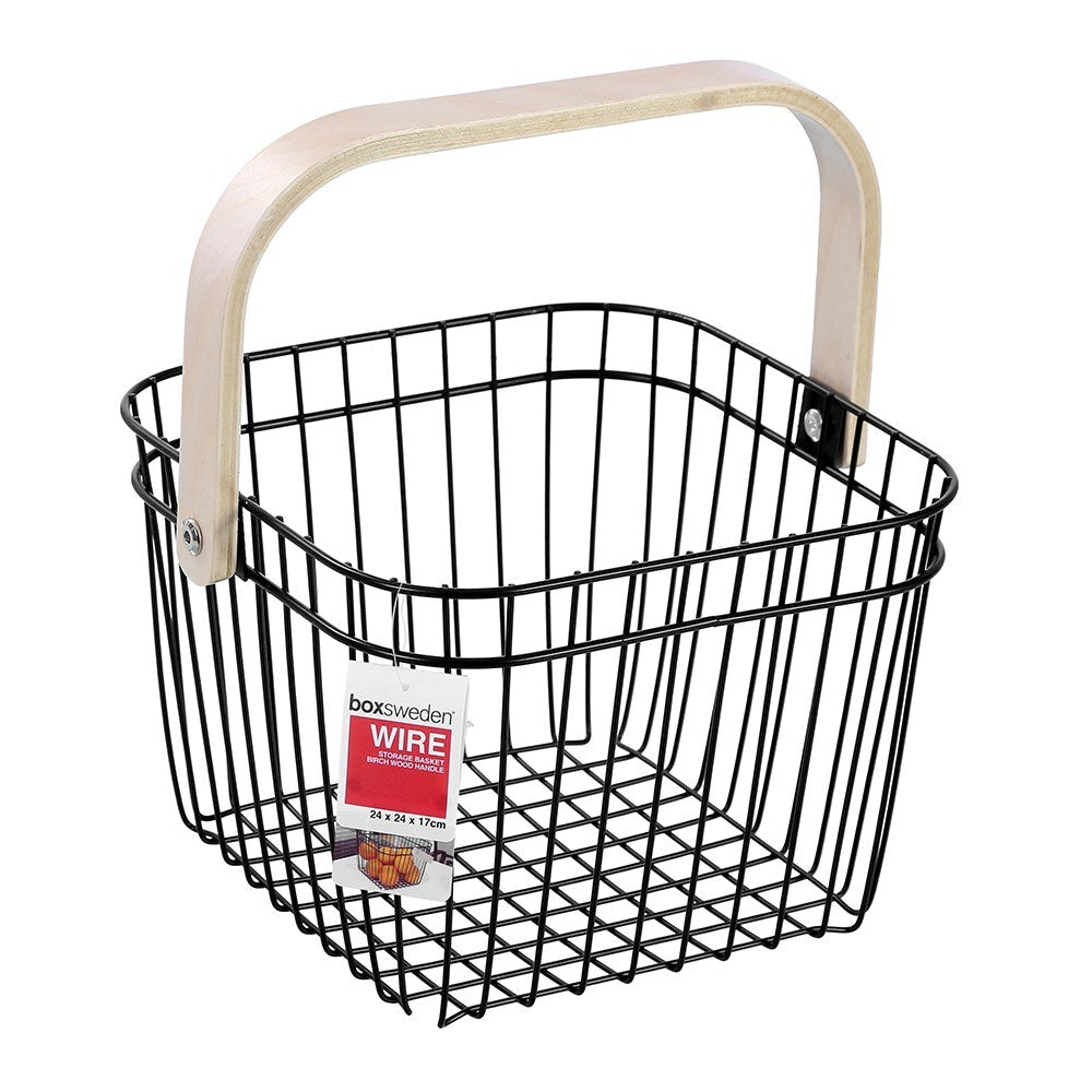 11161-boxsweden-24cm-wire-storage-basket-w-birchwood-handle-black