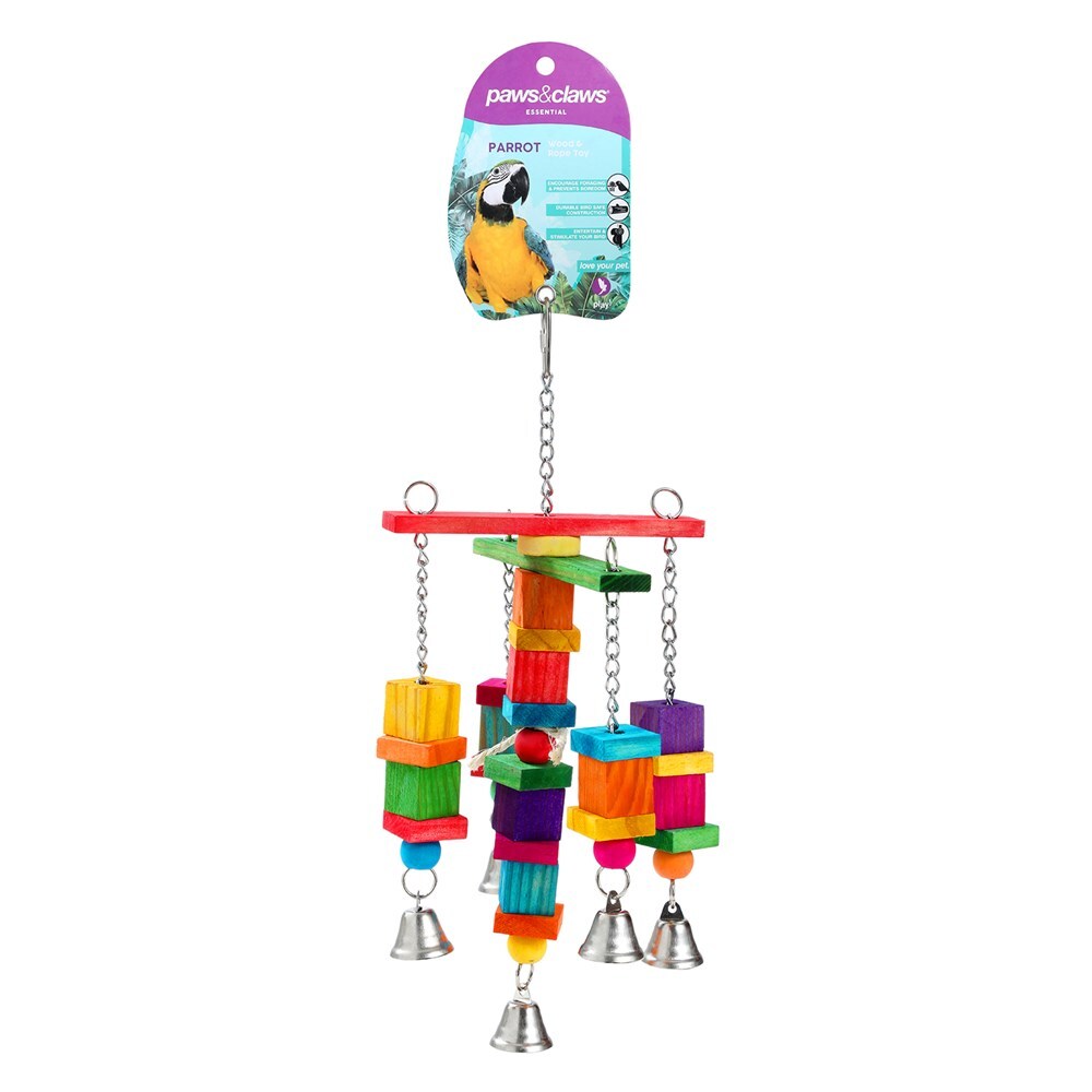 11246-paws-and-claws-parrot-large-wood-rope-toy-w-bell-35x15cm