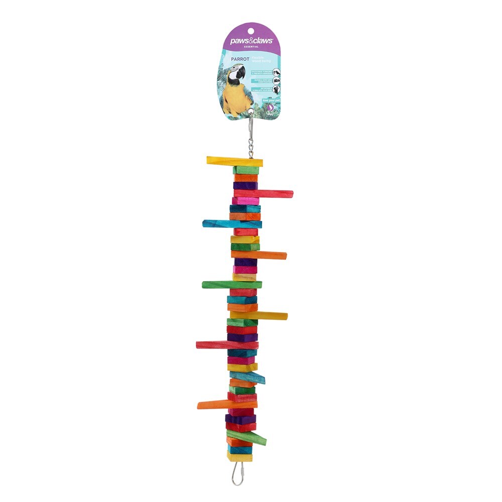 11260-paws-claws-39cm-parrot-flexible-swing-wooden-toy