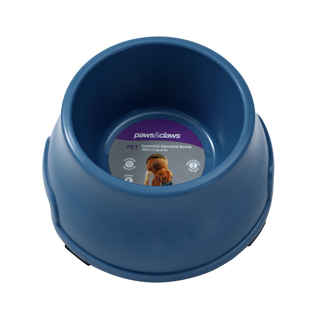 11543-paws-claws-pet-essentials-350ml-16cm-elevated-bowl-small-assorted