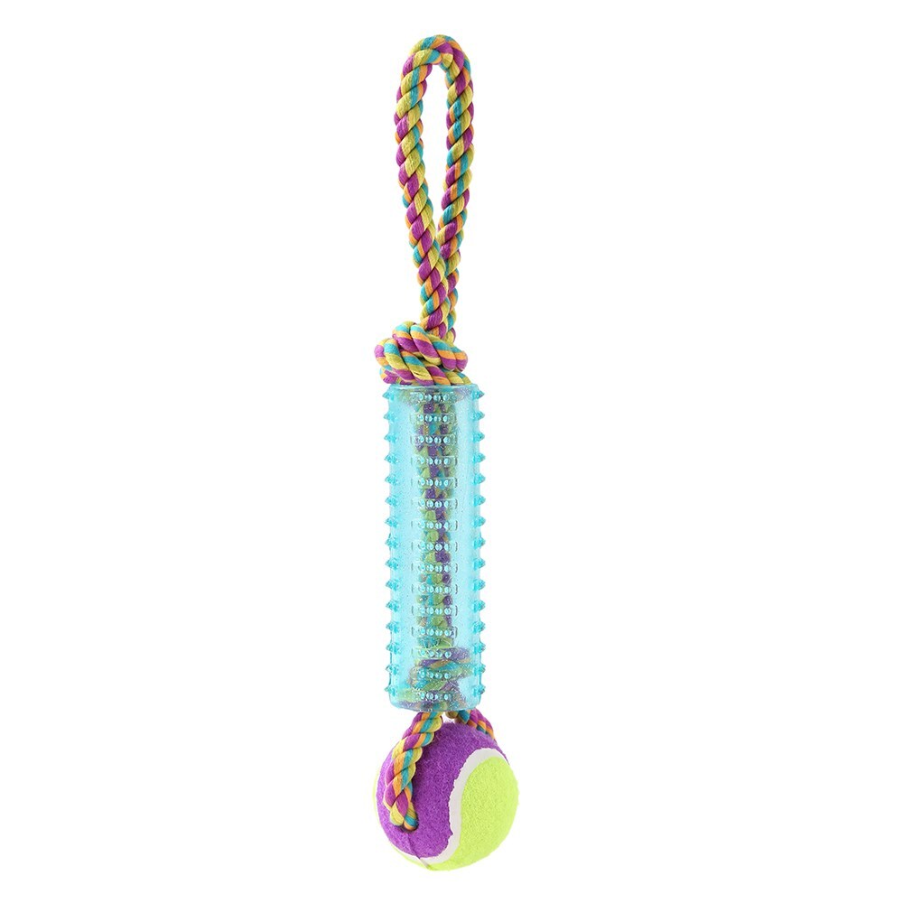 12052-paws-and-claws-36x7x7cm-sparkle-rubber-tugger-dog-pet-toy-w-tennis-ball-assorted