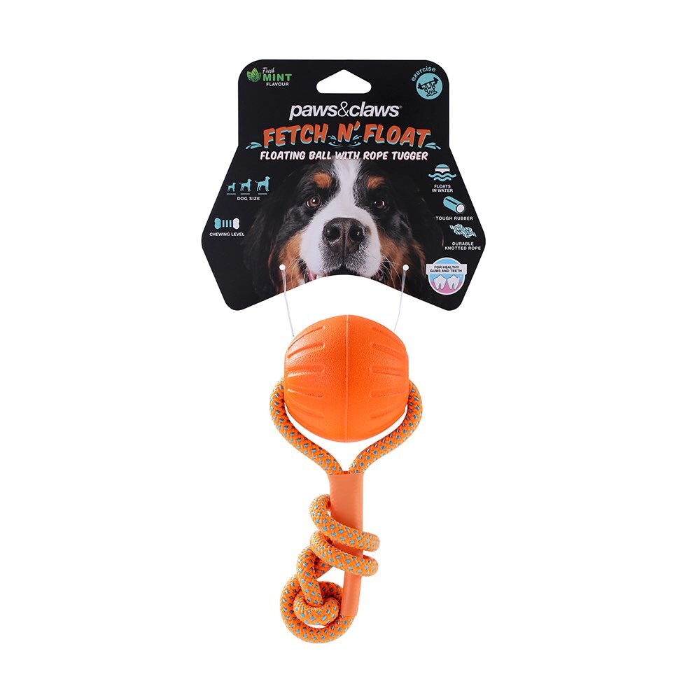 12076-paws-claws-fetch-n-play-pet-dog-ball-rope-tugger-6cm-orange