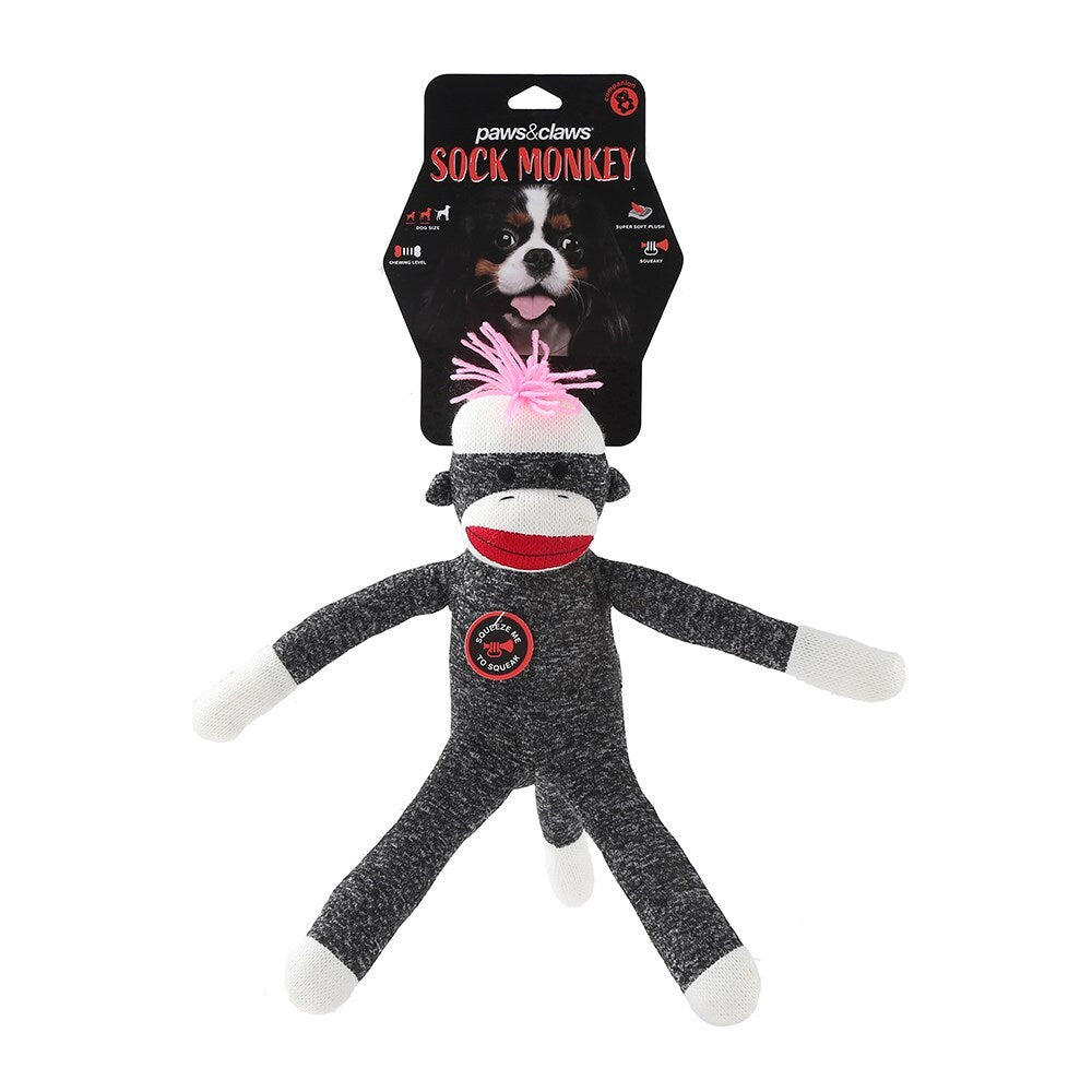 12144-paws-and-claws-40x45cm-sock-monkey-plush-dog-pet-toy