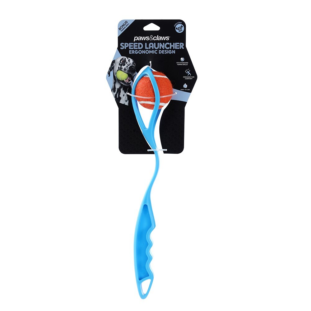 12168-paws-claws-40cm-ergonomic-ball-speed-launcher-pet-dog-toy-blue