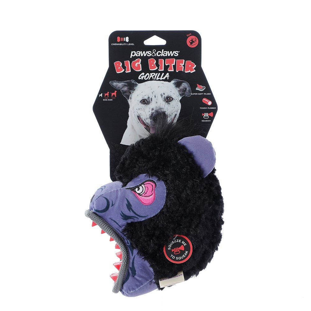 12687-paws-claws-21cm-big-biter-gorilla-tpr-plush-pet-dog-toy-w-squeaker