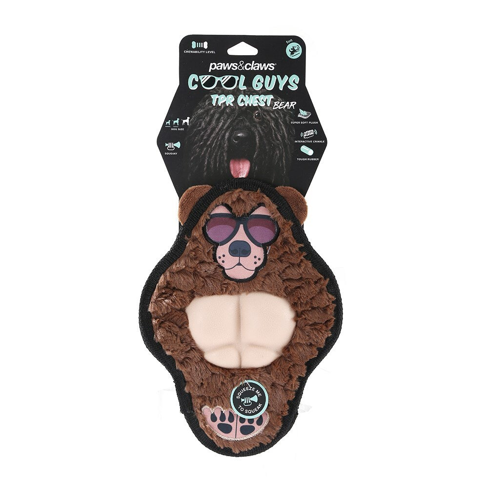 12717-paws-claws-27cm-cool-guy-grizzly-bear-tpr-chest-flat-plush-pet-dog-toy