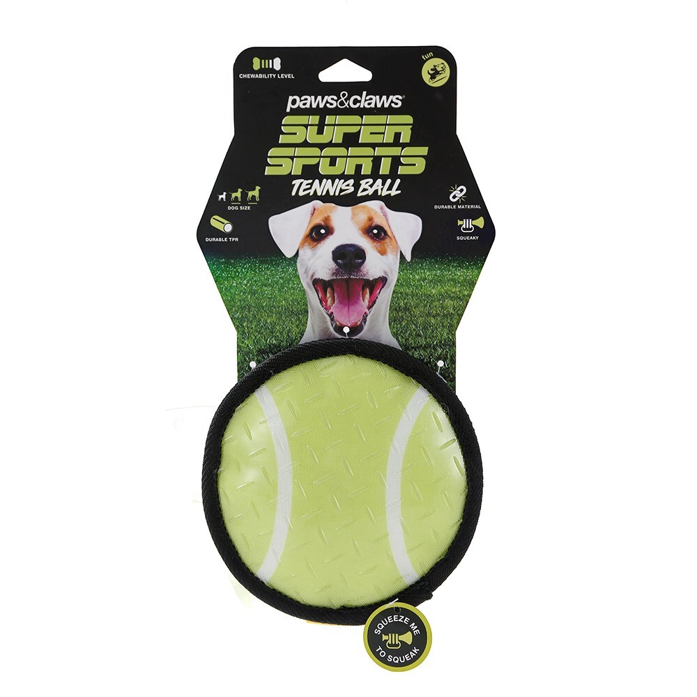 12748-paws-claws-pet-dog-toy-super-sports-15x4-5cm-tpr-covered-oxford-tennis-ball