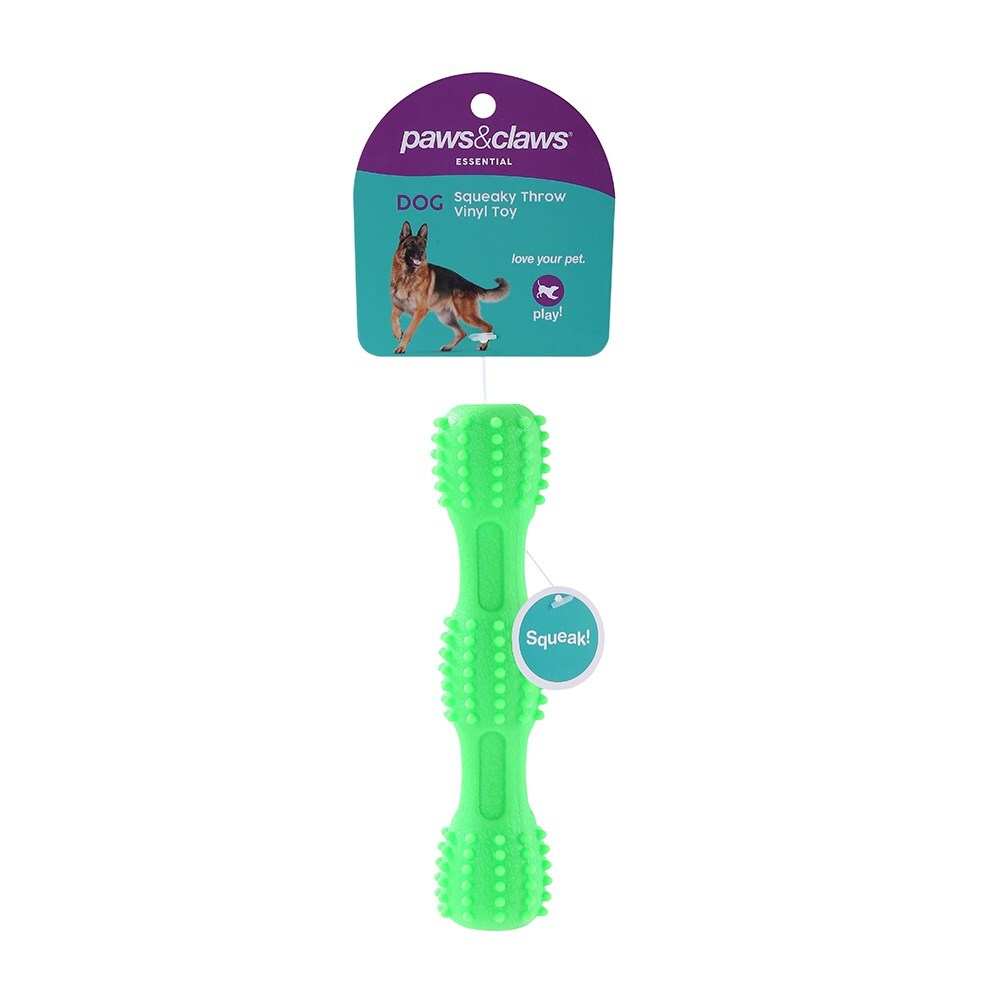 14193-paws-claws-pet-dog-18x4-5cm-tpr-squeaky-throw-stick-green