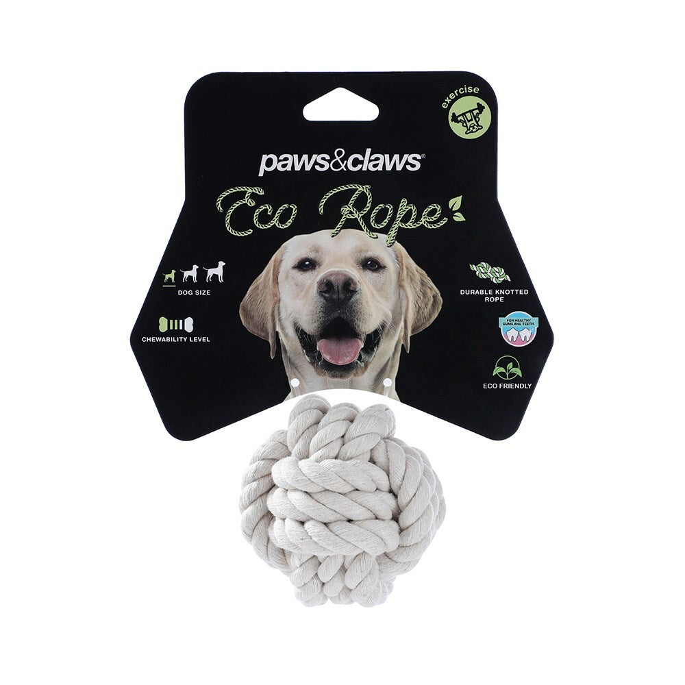 14247-paws-claws-7-5cm-eco-rope-knotted-ball-pet-chew-toy-white