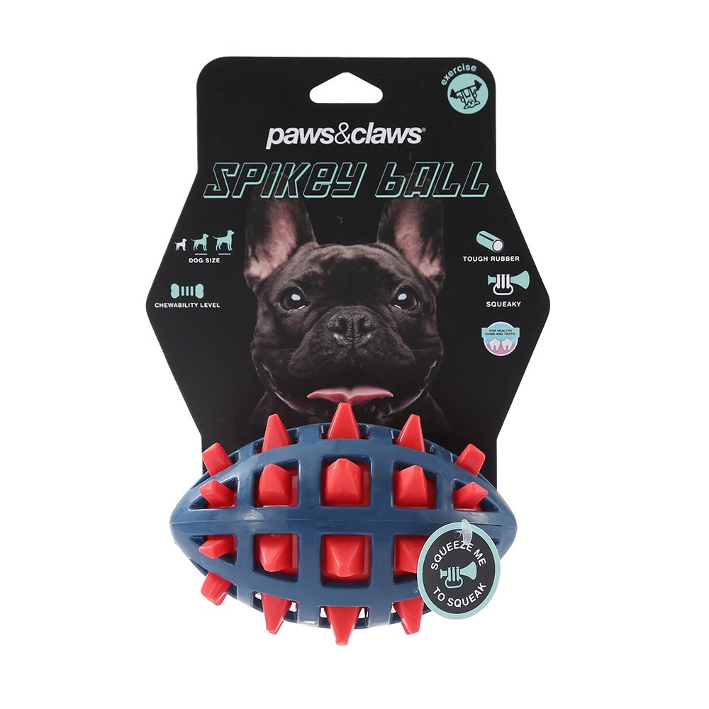 14285-paws-and-claws-10cm-rubber-spikey-football-dog-pet-toy