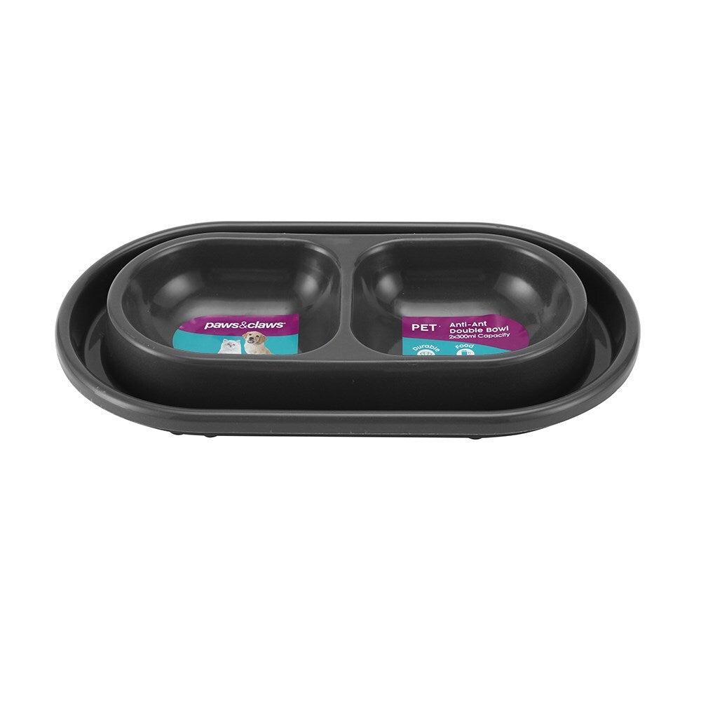 14377-paws-claws-anti-ant-double-pet-dog-bowl-27x16x4cm-dark-grey
