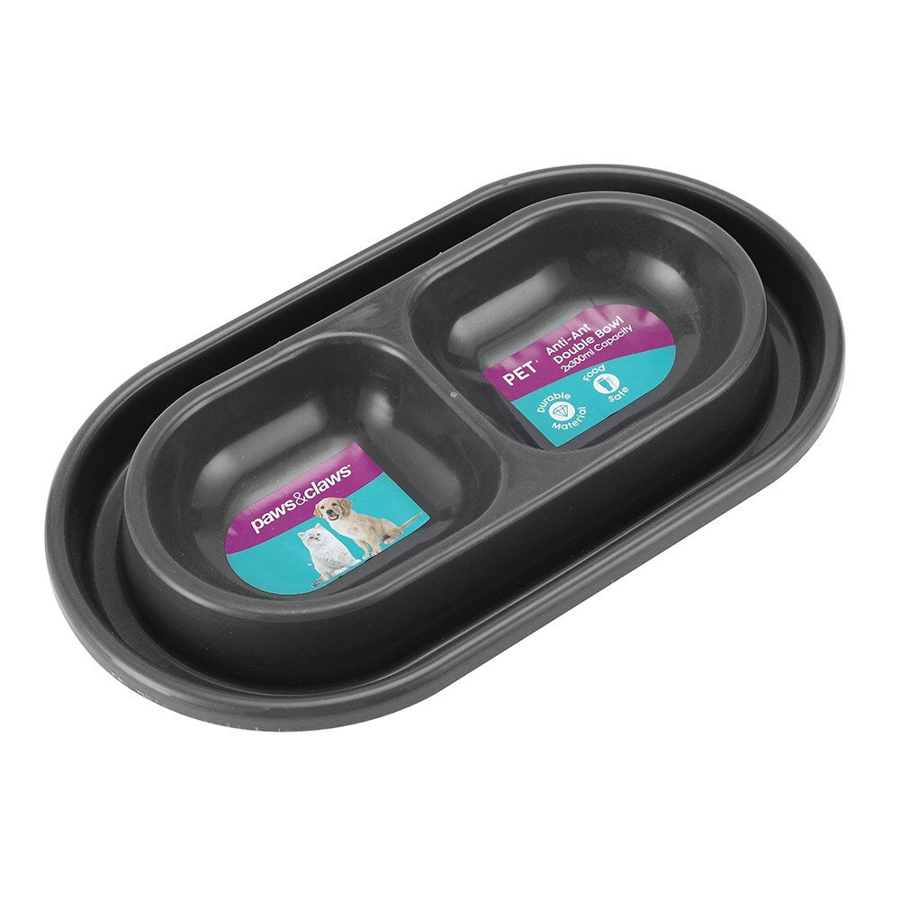 14377-paws-claws-anti-ant-double-pet-dog-bowl-27x16x4cm-dark-grey