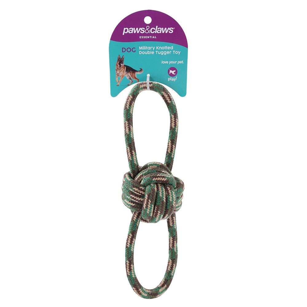 15831-paws-claws-military-22cm-knotted-double-tugger-toy-assorted