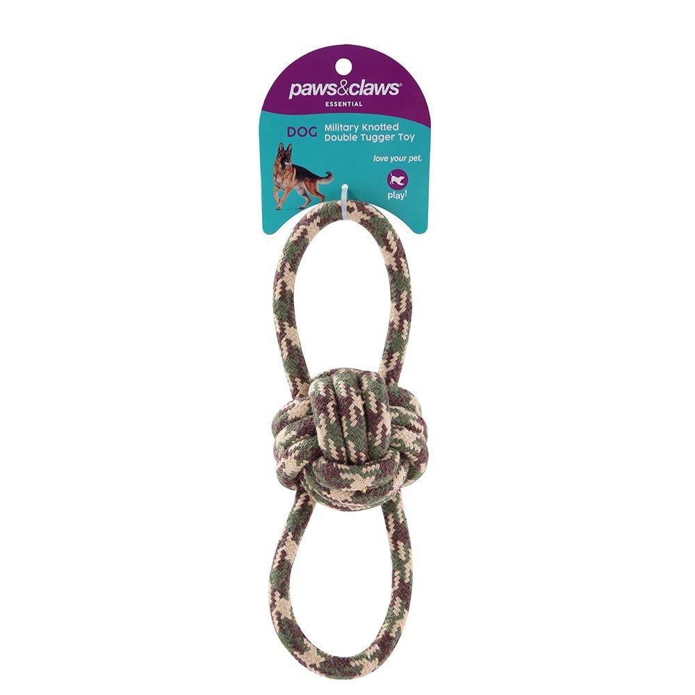 15831-paws-claws-military-22cm-knotted-double-tugger-toy-assorted