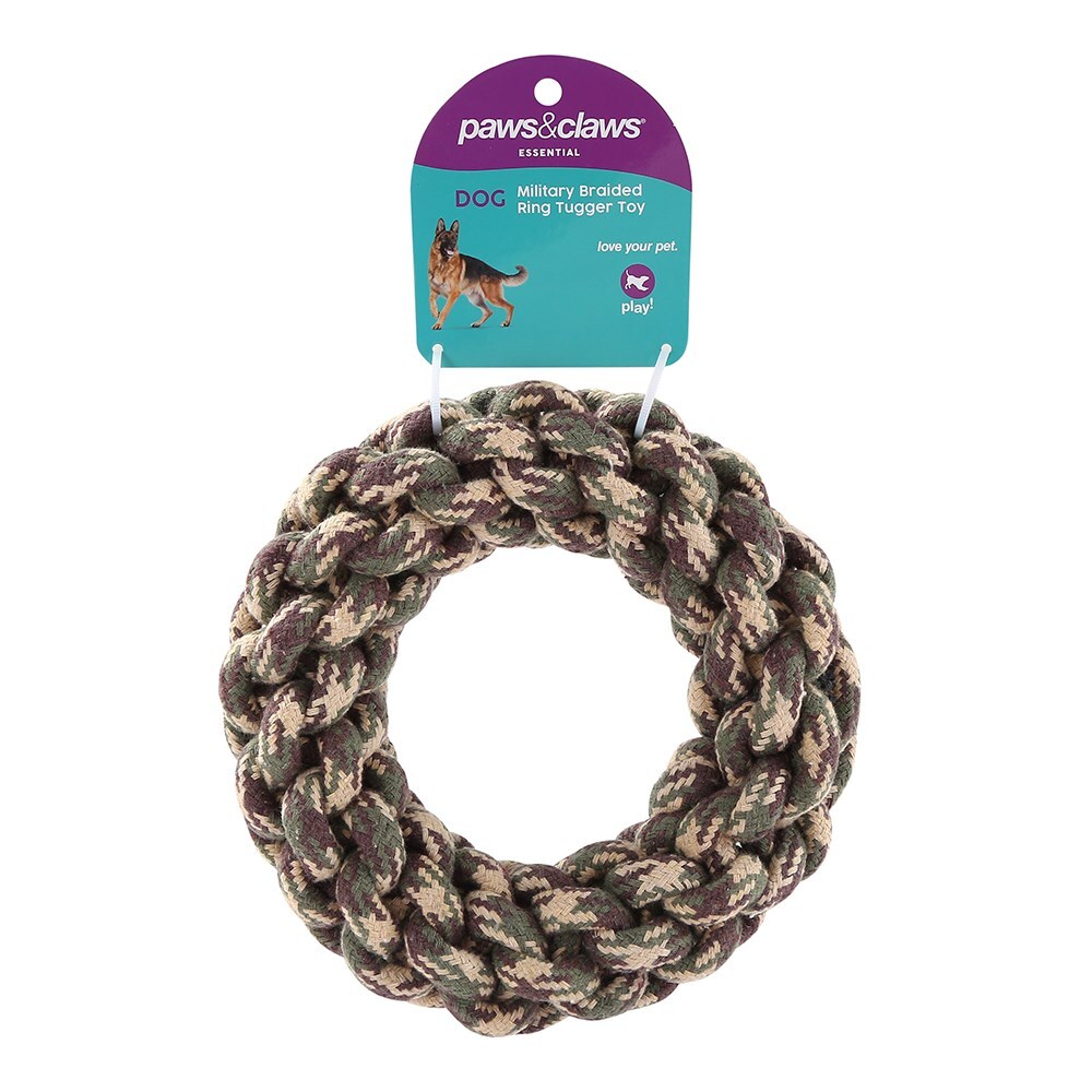 15862-paws-claws-military-20x4cm-braided-ring-tugger-toy-assorted