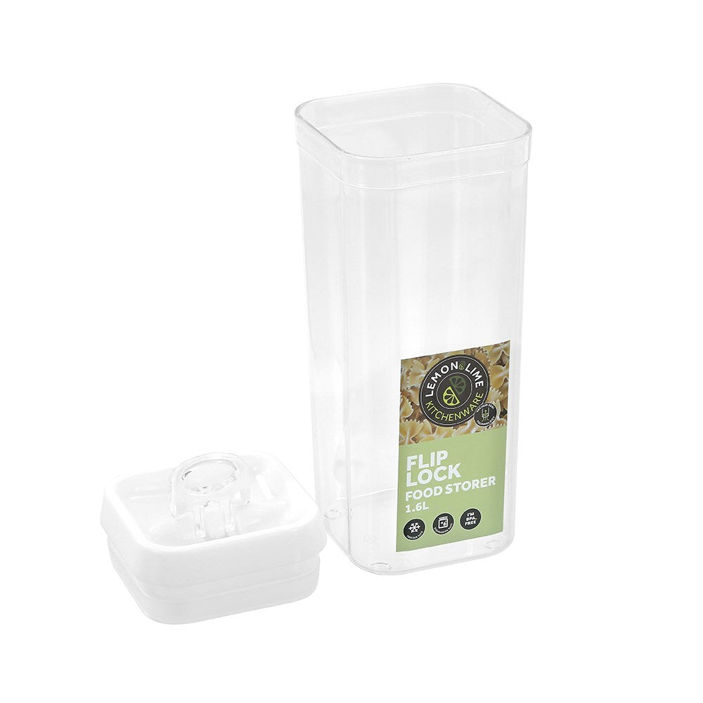 15978-lemon-lime-flip-lock-1-6l-24-5cm-food-storer-square-container-clear