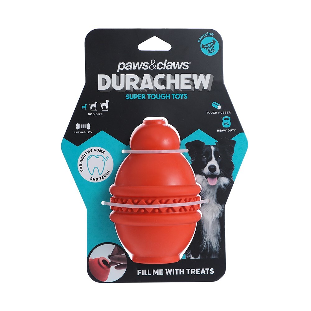 16388-paws-claws-dura-chew-12cm-treat-tumbler-pet-dog-toy-large-assorted