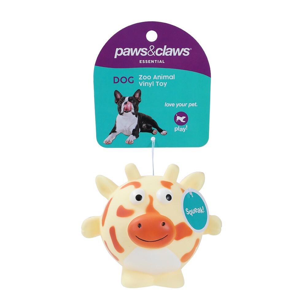 17033-paws-claws-11x9cm-vinyl-zoo-animals-squeaky-pet-dog-toy-assorted