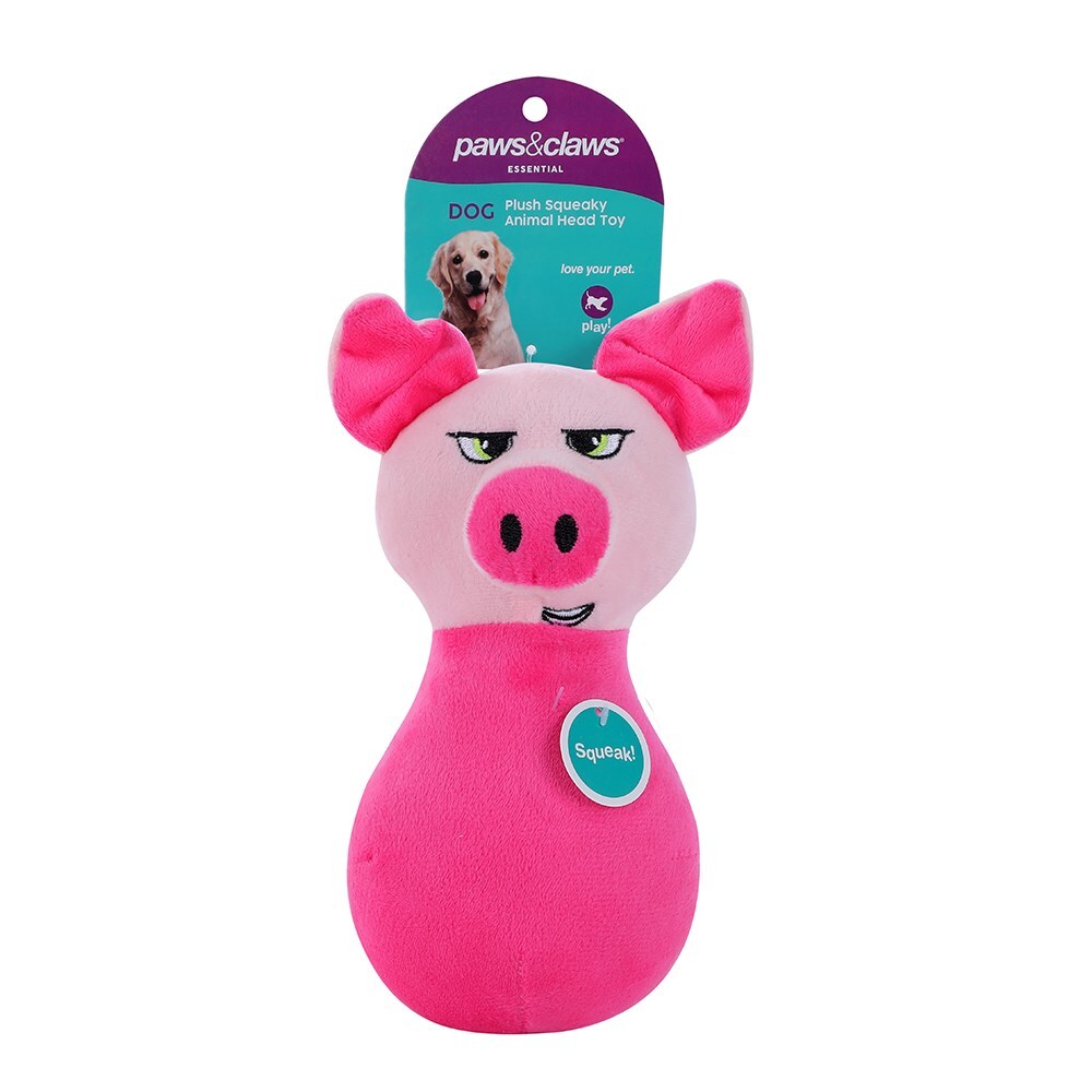 17101-paws-claws-plush-squeaky-animal-head-pet-dog-toy-assorted