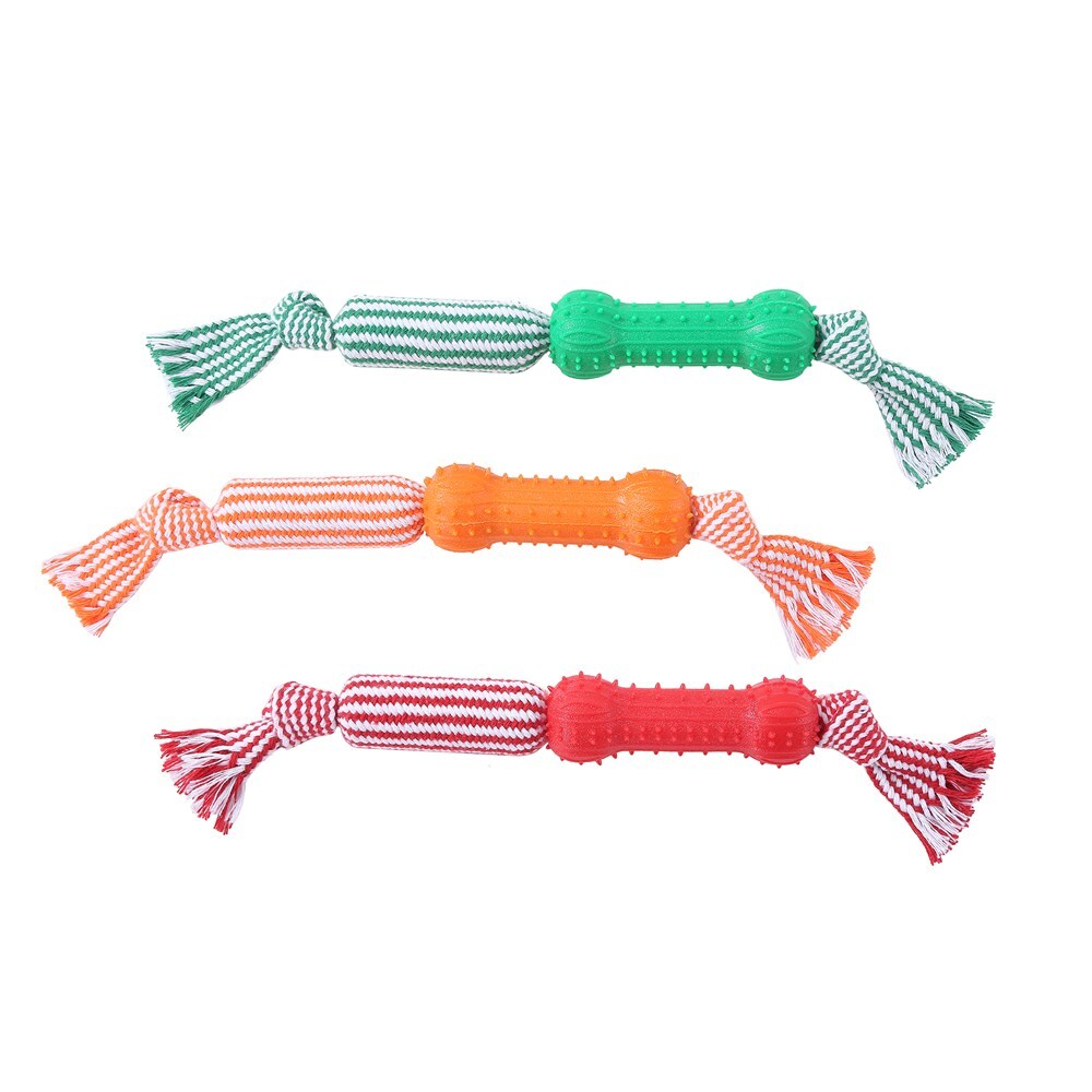 17163-paws-claws-dental-tugger-dog-pet-toy-tpr-bone-braided-rope-assorted-43cm