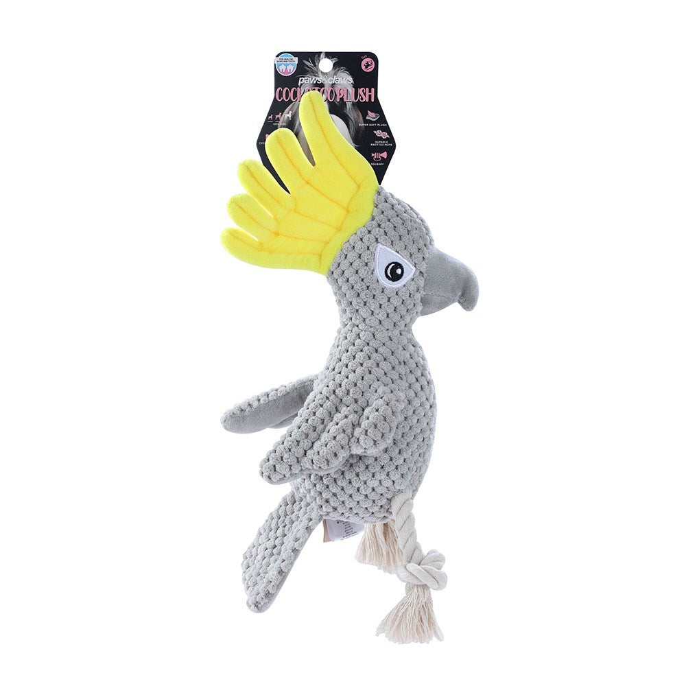 18160-paws-claws-30cm-cockatoo-soft-plush-dog-toy-w-squeaker-grey